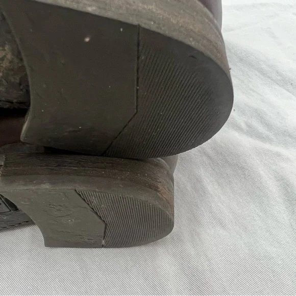 Frye harness buckle strap brown leather mid calf boots moto riding motorcycle 7B - Picture 14 of 16